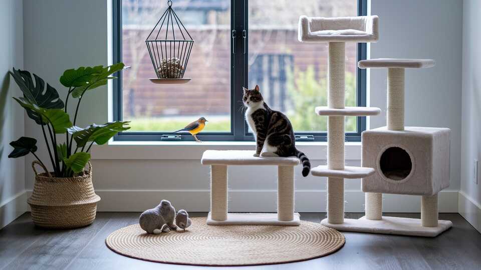 cat chattering at birds - Enriched Environment - petwynn