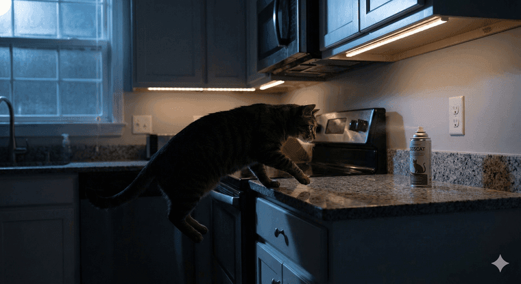 keep cat off kitchen counter at night - petwynn