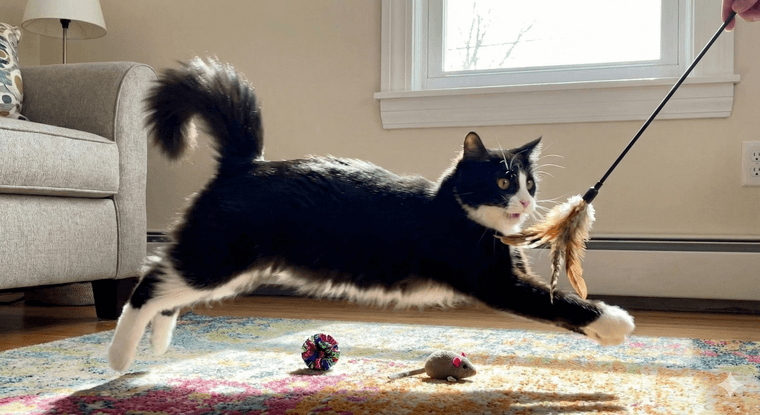 High Arousal During Play - cat tail puffed up but not scared - petwynn